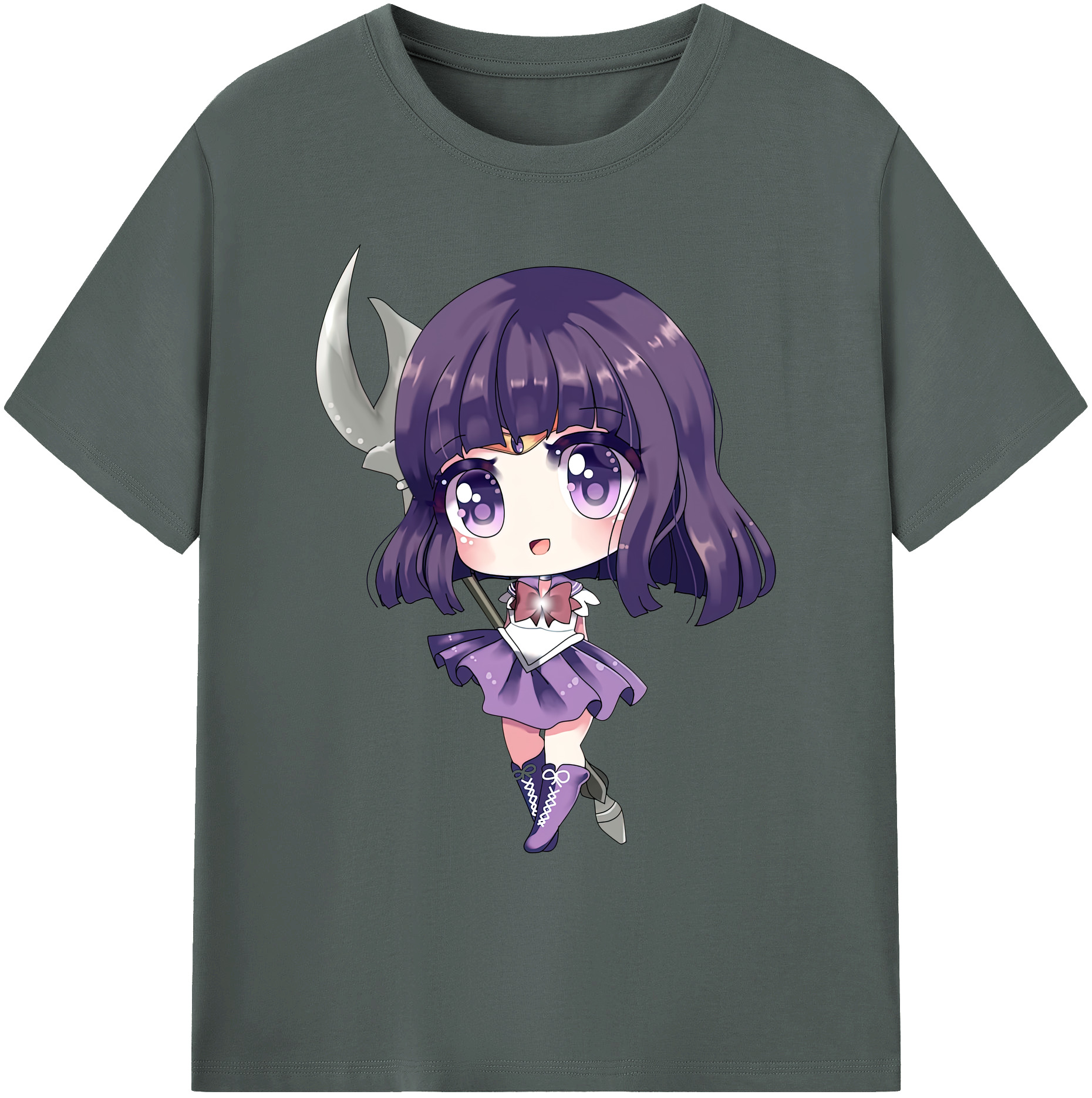 （画像用） 美少女戦士セーラームーン 土萠ほたる Sailor Moon Tomoe Hotaru （セーラーサターン；Sailor Saturn） 綿100％ メンズ半袖Tシャツ｜肌触りやわらか＆通気性